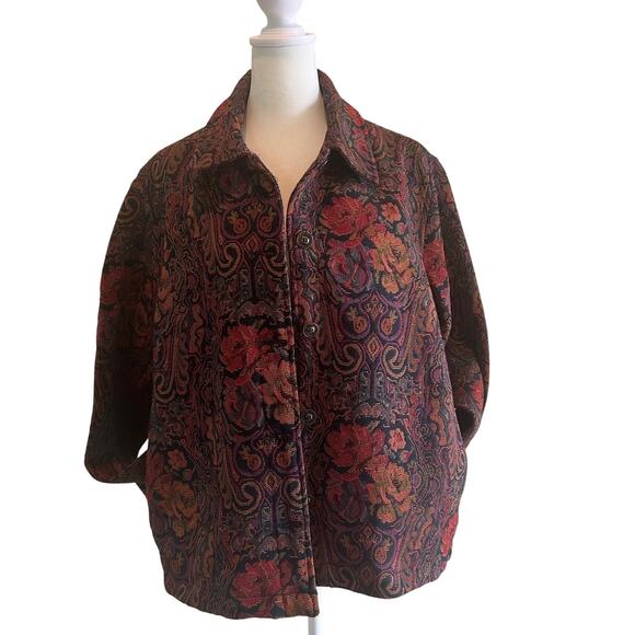 NWOT White Stag Jacket Tapestry Red Multi Floral SZL - Picture 1 of 11